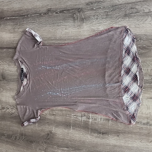 Fridays Project Made in Italy Mixed Media Splatter Paint Scoop Neck Tee Medium - Picture 1 of 8